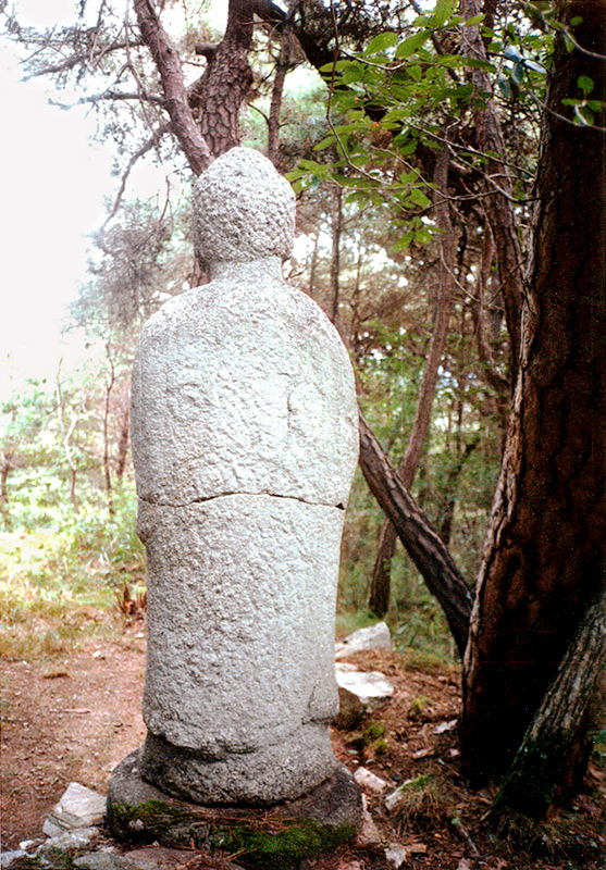 승본리석불입상배면