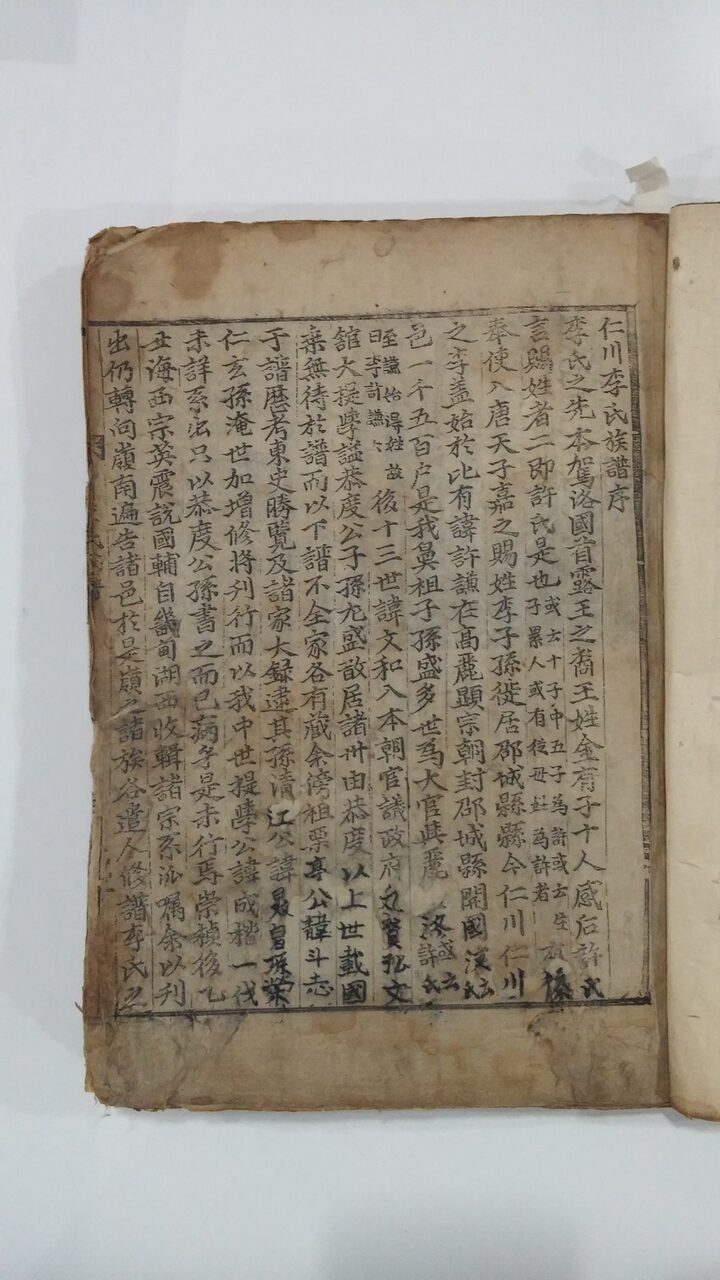 인천이씨족보 소장처 촬영