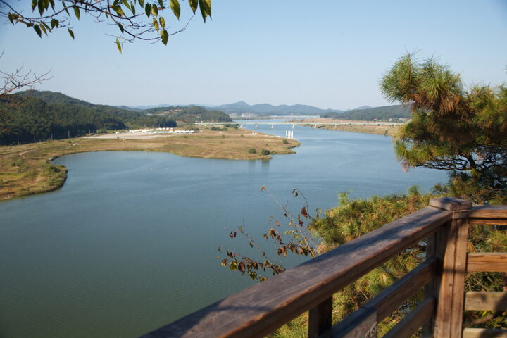 백화정_백화정 앞 낙화암에서 바라본 백마강 전경 (촬영년도 : 2015년)