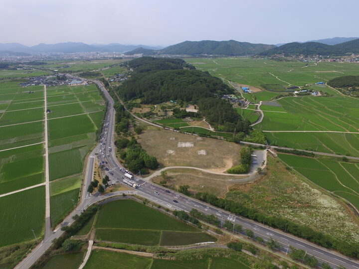 경주 사천왕사지 항공사진 (고도보존육성과, 2017)