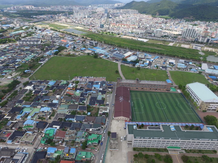 경주 성동동전랑지 남쪽상공(북쪽으로 조망) (고도보존육성과, 2017)