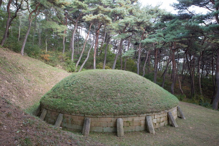 경주 전 민애왕릉_난간석 봉분 (촬영년도 : 2015년)