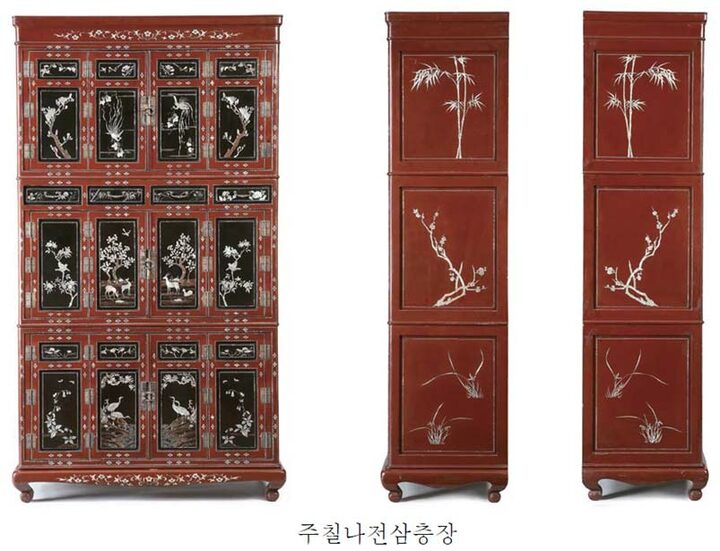 주칠나전삼층장