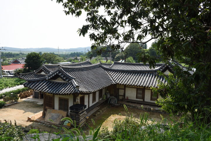 여주 보통리 고택_뒷산에서 바라본 전경 (촬영년도 : 2015년)