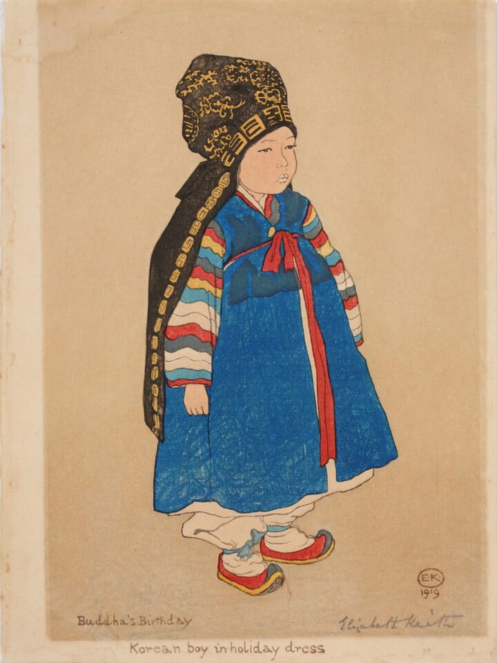 영국 화가 엘리자베스 키스 판화 속 한복 차림(1919년)(사진 제공 국립민속박물관)