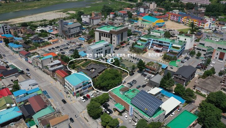 정선 봉양리 뽕나무 항공사진