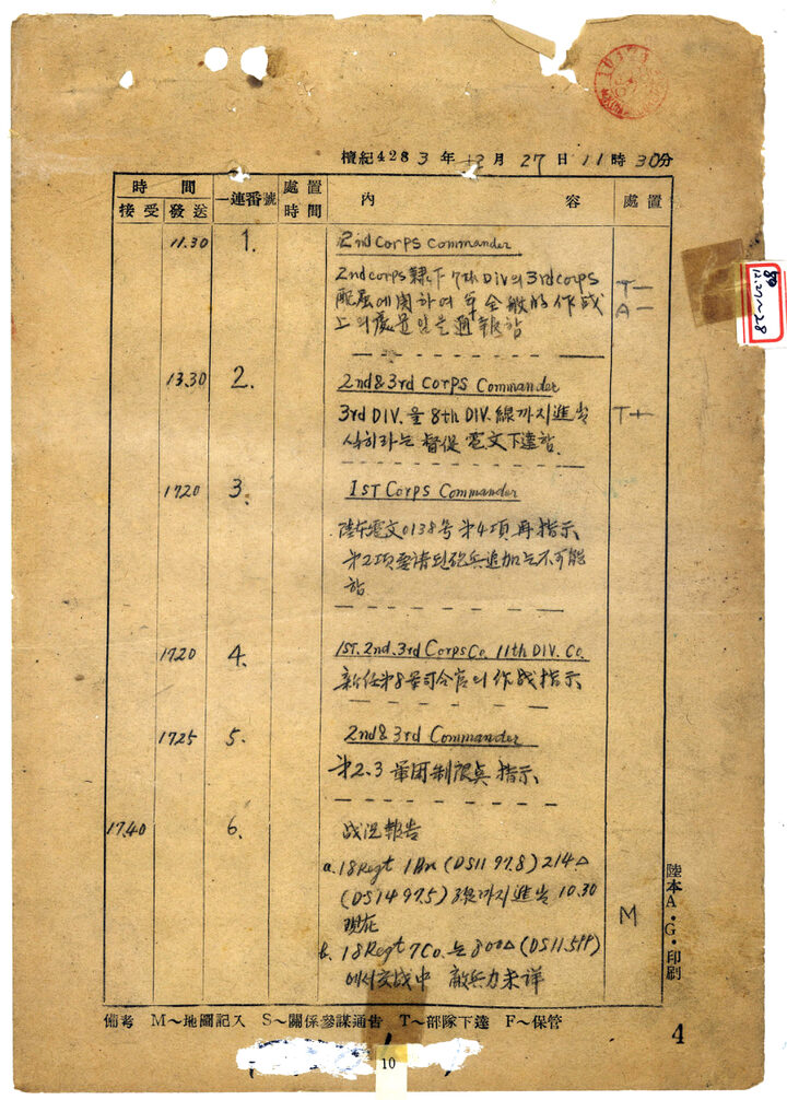 6·25 전쟁 군사 기록물(육군)_작전일지