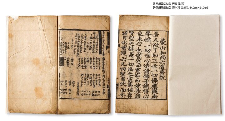 몽산화육도보설 권말(왼쪽) 권수제(오른쪽) (단양군,충청북도문화재연구원)