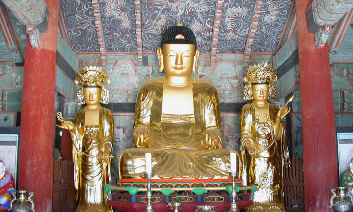 선운사영산전목조삼존불상