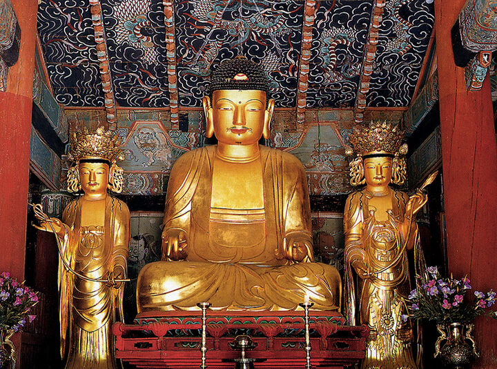 선운사영산전목조삼존불상