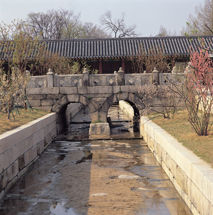 창경궁을 가로지르는 개천과 옥천교