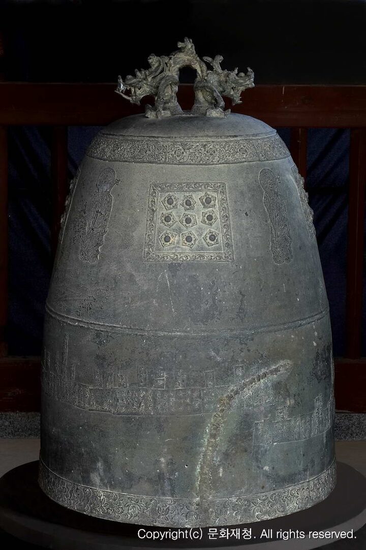 사인비구 제작 동종-의왕 청계사 동종(思印比丘製作 銅鍾-儀旺 淸溪寺 銅鍾) 측면 사진