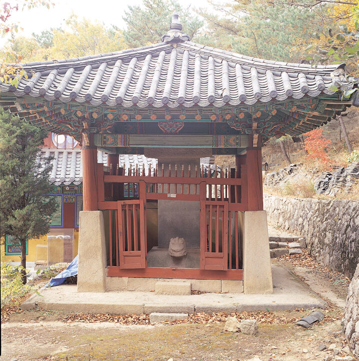 보호각 속에 보존되어 있는 탑비