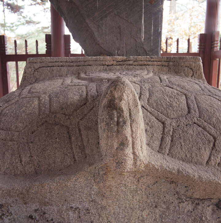 꼬리를 치켜 든 비 거북받침 뒷면