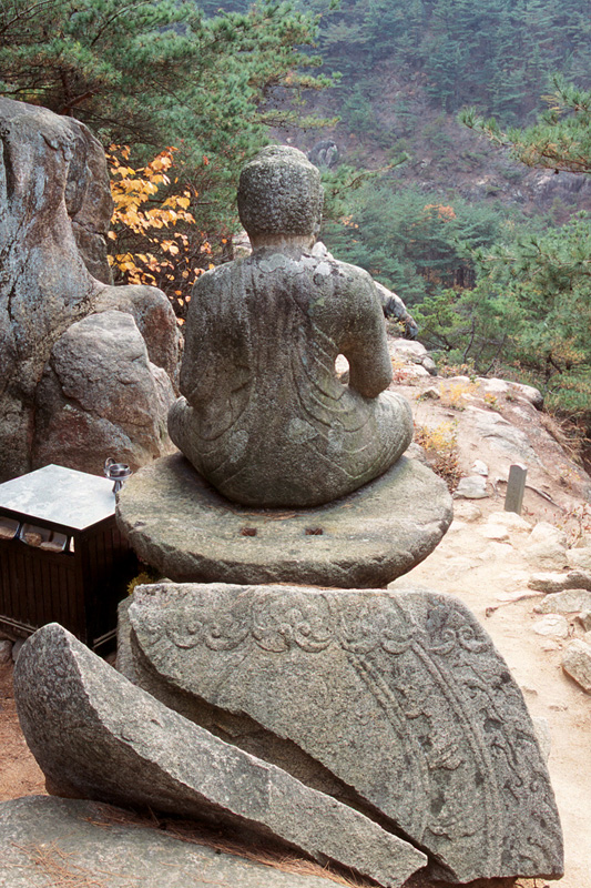 경주 남산 삼릉계 석조여래좌상(배면)