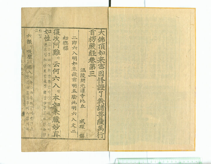 보물 대불여정래밀인수증요의제 보살만행수능엄경(언해) 권3(2011년 국보,보물 지정보고서)