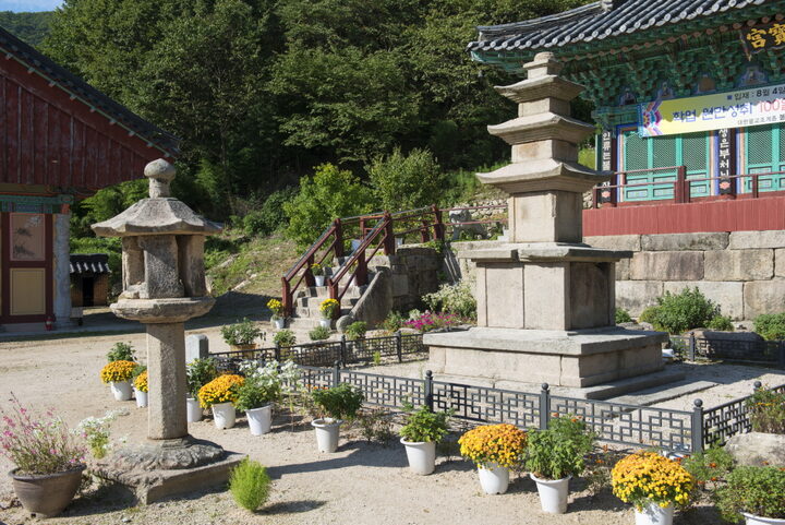경산 불굴사 삼층석탑_석등과 삼층석탑 (촬영년도 : 2015년)