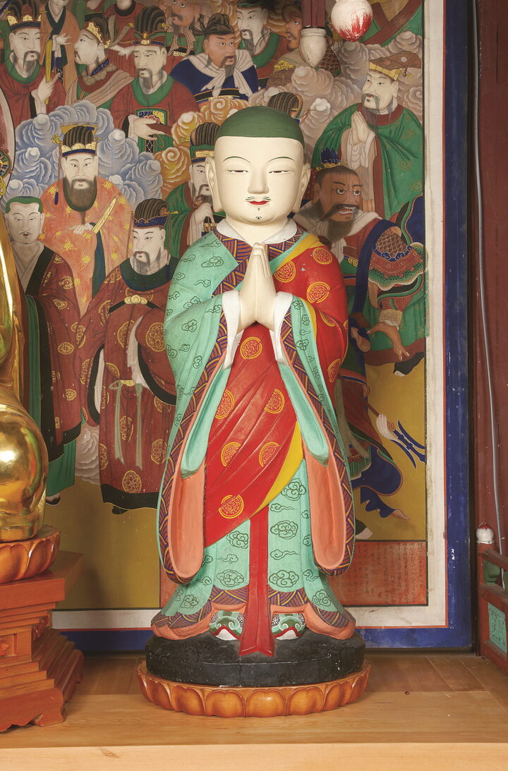 보물_서울 청룡사 석조지장보살삼존상 및 시왕상 일괄_도명존자입상(좌)-02_문화재대관(보물-불교조각2)